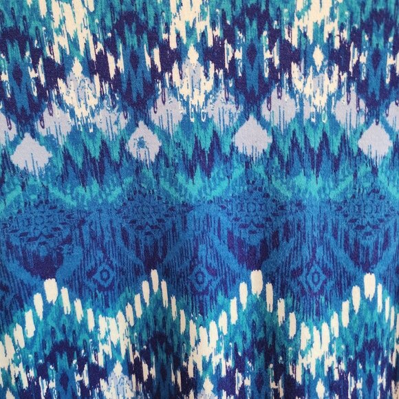 Kim Rogers Petite Blue Patterned 3/4 Sleeve V-Neck Cotton Top PM - Picture 4 of 7